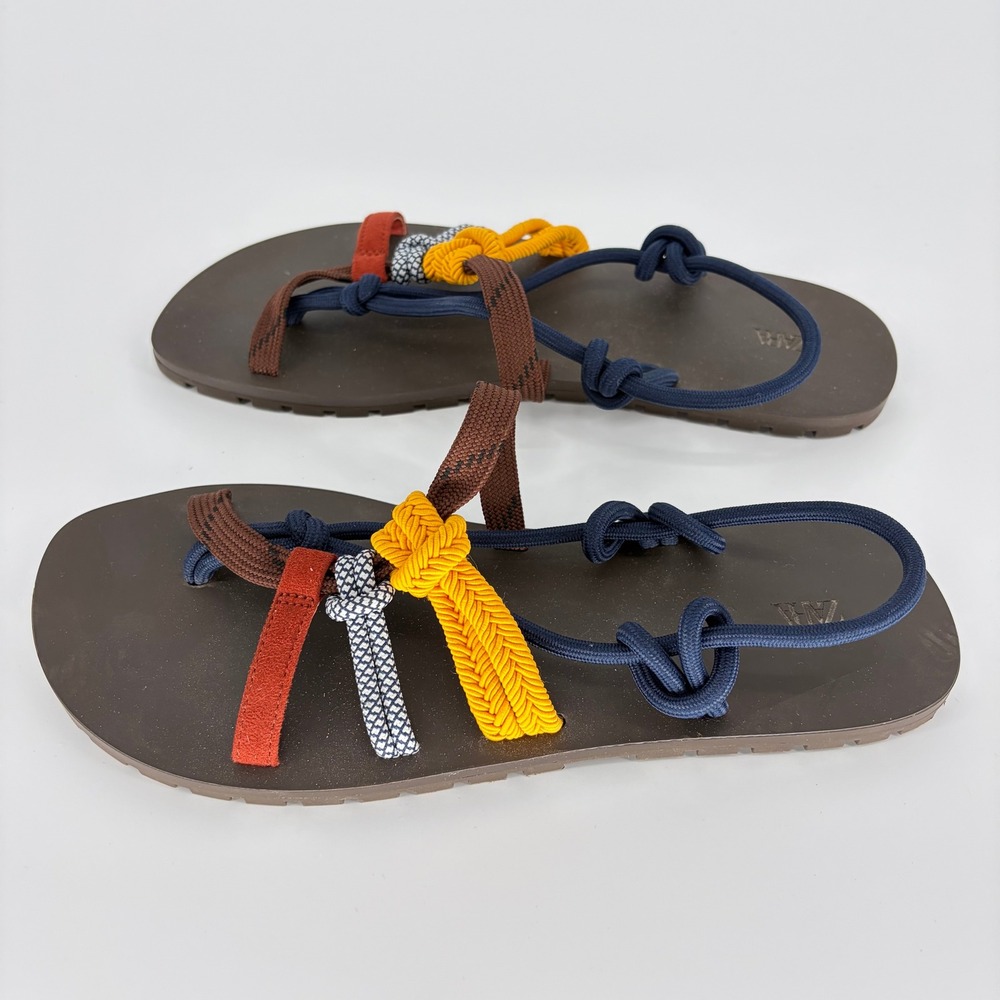 Zara Womens Multi Color Rope Knot Flat Sandals Brown Slingback Size 38 US 7.5 - Picture 5 of 8
